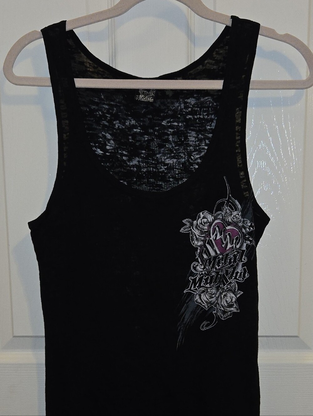 Y2k Metal Mulisha Black Tank Top with Pink Accent Graphic